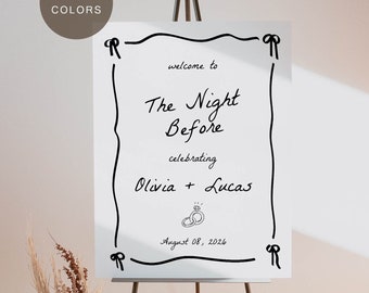 Rehearsal Welcome Wedding Sign, Handwritten Wedding Sign, Rehearsal Dinner Sign, Engagement Sign, The Night Before Welcome Sign, Download