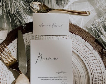 Rustic Blue Peach Gold Menu Cards Party Table Menu Card Affordable Reception Menu Cards MC527 120LB premium card stock Menu Card PRINTED