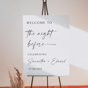 Probeessen Willkommensschild, Die Nacht vor der Hochzeit Willkommensschild, Minimalistisch, Modern, Einfach, Elegant, Boho, Digital, Personalisiert