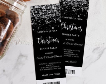 Christmas Ticket Invitation, Christmas Invitation Black and Silver, Christmas Invitation Flyer, Concert Invitation, Holiday Invitation