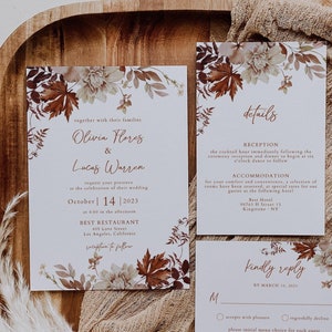 MIA - Wedding Invitation Fall, Wedding Invitation Autumn, Wedding Invitation with rsvp, Invitation Set, Rustic, Terracotta, Burnt Orange