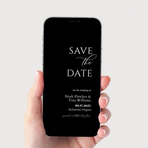 Save the Date Black and White, Save the Date Digital Invitation, Save the Date by Texting, Modern Minimalist Black Save the Date Invite