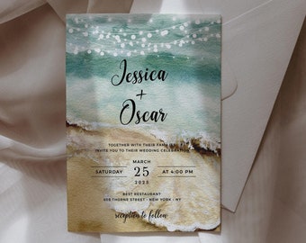 Wedding Invitation Beach, Wedding Invitation Ocean, Wedding Hawaiian Invitation, Summer Wedding Invite Template, Instant Download