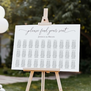 Editable Wedding Seating Chart Template: Up to 30 or less Tables (Digital Download)