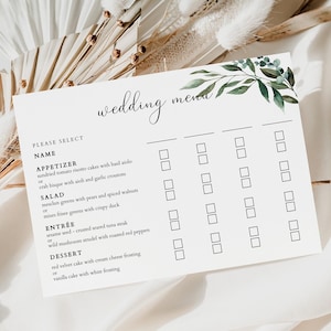 Hochzeit Menü Auswahl Karte, Menü Auswahl Karte, Hochzeit Menü Karte druckbar, Hochzeit Menü Option, 100% bearbeitbarer Text, Sofortiger Download