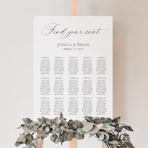 Stoelindeling bruiloft voor 15 tafels, bord stoelen, plattegrond plattegrond, sjabloon stoelen, stoel zoeken, digitale download