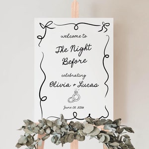Rehearsal Dinner Welcome Wedding Sign, Handwritten Rehearsal Sign, The Night Before Welcome Sign, Whimsical Wedding Sign, Hand Drawn Sign