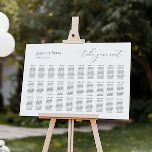 Wedding Seating Chart Sign for 30 tables, Seat Plan, Editable Template, Digital Download