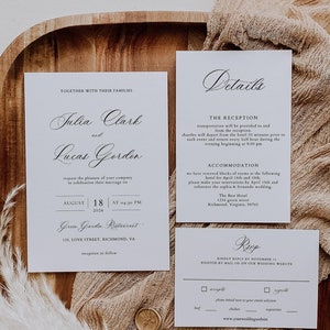 ESME - Kalligraphie-Hochzeitseinladungsvorlage, Elegante Hochzeitseinladungsreihe, Formelle Hochzeitseinladung, Handschriftliche Einladung Bearbeitbar