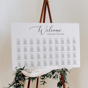 Large Wedding Seating Chart Sign for 40 tables, Modern Minimalist Editable Guest Name Plan