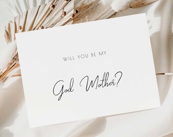 Fully Editable Proposal Card Template, Add Your Own Text, Will you be My Godmother Card, Proposal Card Baptism, Printable, Instant Download