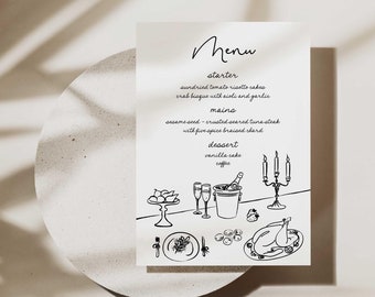 Whimsical Menu Card Template: Hand-Drawn Doodle Design (Editable Template)