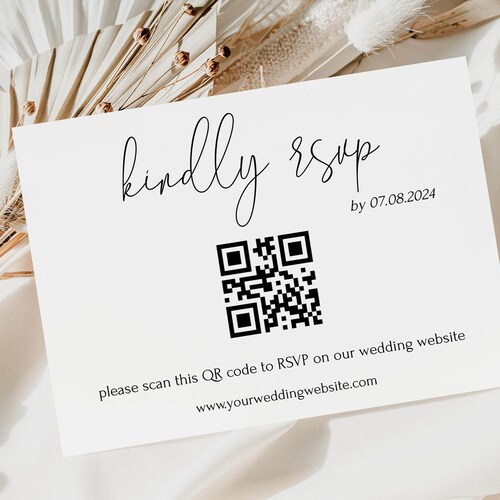 RSVP Online QR Code Response Card Modern Wedding Reply Card Etsy