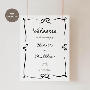 Whimsical Wedding Welcome Sign, Scribble Doodle, Quirky, Funky Wedding Sign, Handwritten Welcome Poster, Handdrawn, Personalizable