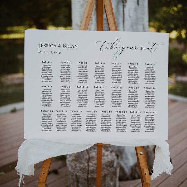 Elegant Wedding Seating Chart for 22 Tables, Wedding Seating Chart Table, Seating Chart Sign, Seating Plan, Boho Chic Seating Chart