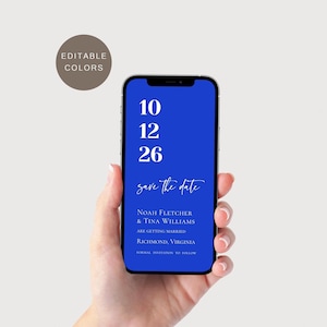 Save the Date Blue, Save the Date Template, Electronic Save the Date, Save the Date Text, Digital Save the Date Wedding, Editable Template