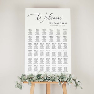 Plano de asientos para bodas de 36 x 48, plantilla de letrero grande para plano de asientos para bodas, plano de asientos imprimible de 40 mesas, póster de asientos minimalista moderno