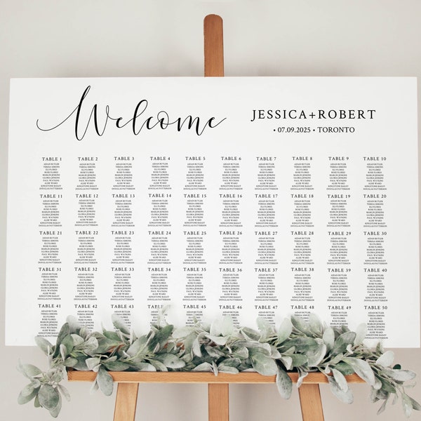 Seating Chart for 50 tables, Large Wedding Seating Chart, Seating Chart Poster, Seating Chart 500 guests, Wedding Seating Chart Sign