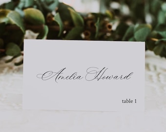 Elegant Classic Wedding Place Card Template, Editable All Text, Digital Download