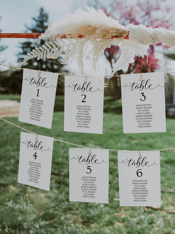 Wedding Seating Chart Cards Template Minimalist Wedding - Etsy