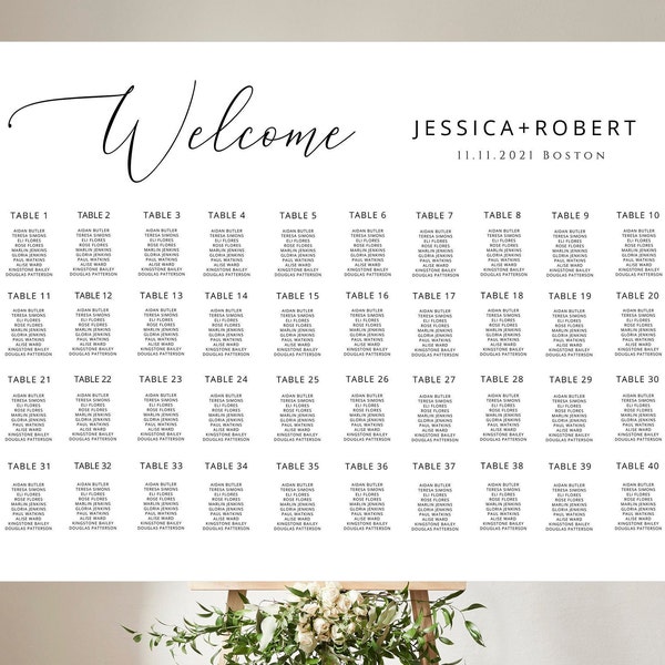 Wedding Seating Chart 40 tables, Seating Chart 48x36'', Large Seating Chart A0, Seating Chart Sign, Seating Chart Board, Editable Seating