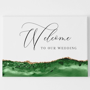 Welcome Wedding Sign Template, Wedding Welcome Sign Green and Gold ...
