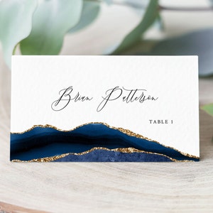 Modello segnaposto per matrimonio, segnaposto, download digitale, segnaposto blu navy, segnaposto acquerello, modificalo tu stesso