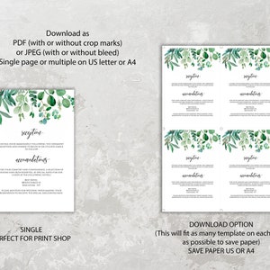 Rustic Woodland Wedding Invitation Set Template, Country Barn Wedding Invitation, Greenery Wedding Invitation with RSVP, Instant Download image 8