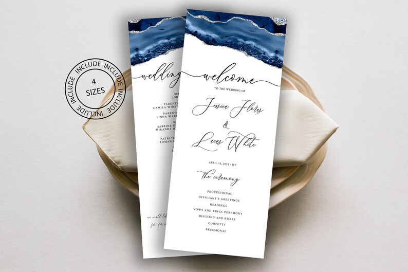 Invitation Set Invitation Suite Instant Download Wedding Invitation Blue and Silver Wedding Invitation Bundle Template Editable online