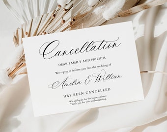 Wedding Postponement, Wedding Cancellation, Change of Plans Wedding, Wedding Schedule, Change Date Card, Downsize Wedding, Editable Text