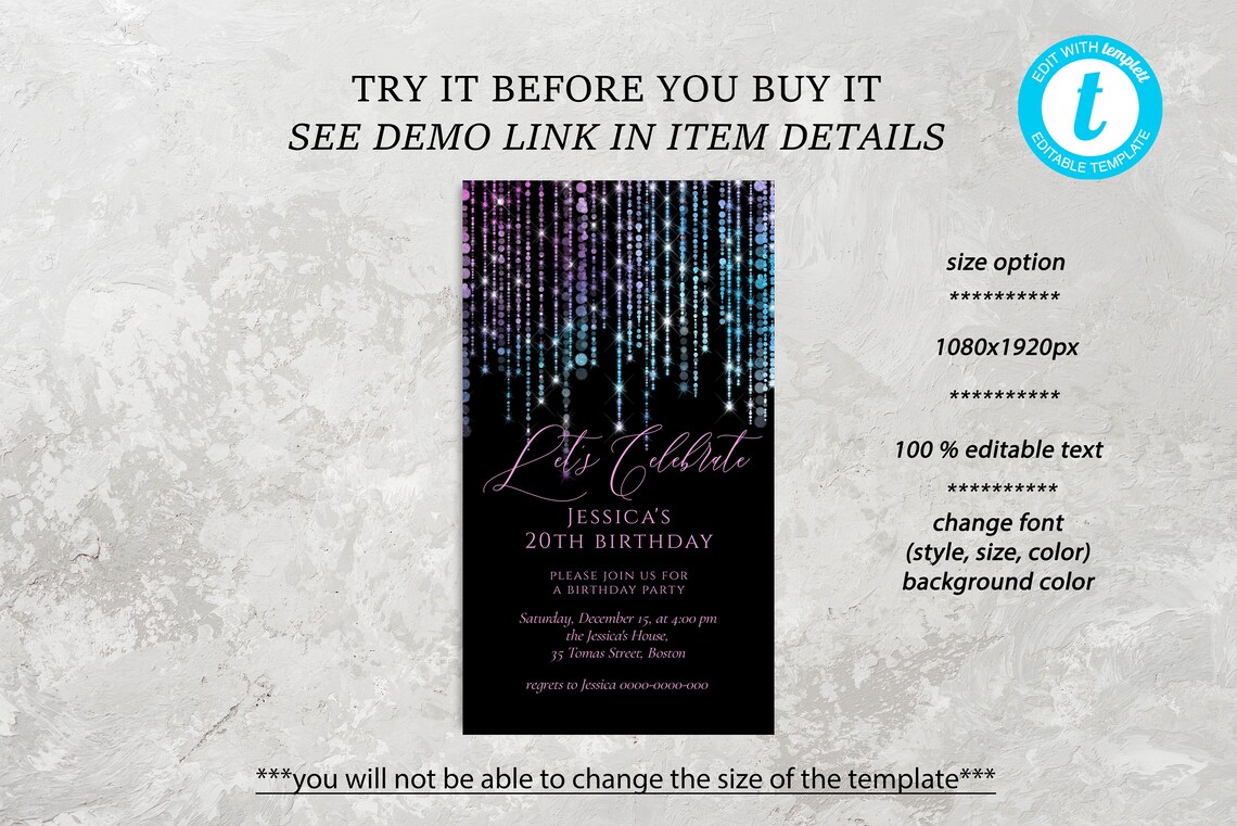 Electronic Digital Birthday Invitation Birthday Invite Text Etsy