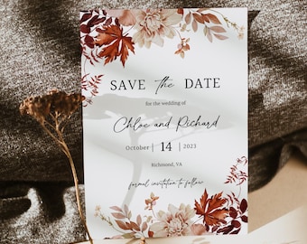MIA - Save the Date Template, Save the Date Printable, Save the Date Autumn, Fall Save the Date Fall, Rustic Save the Date, Editable Text