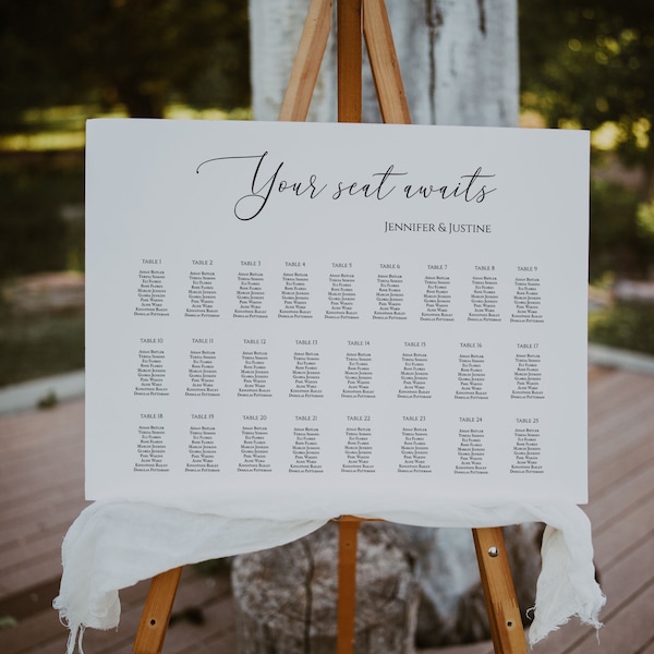 Wedding Seating Chart for 25 Table Etsy