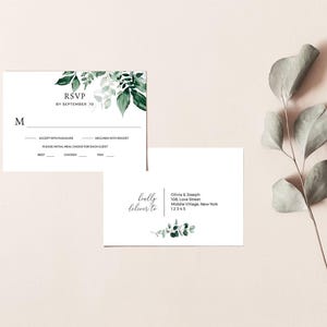 OLIVIA - Invitación de boda con vegetación, conjunto de invitaciones de boda, invitación de boda rústica y botánica, plantilla editable, descarga digital imagen 5