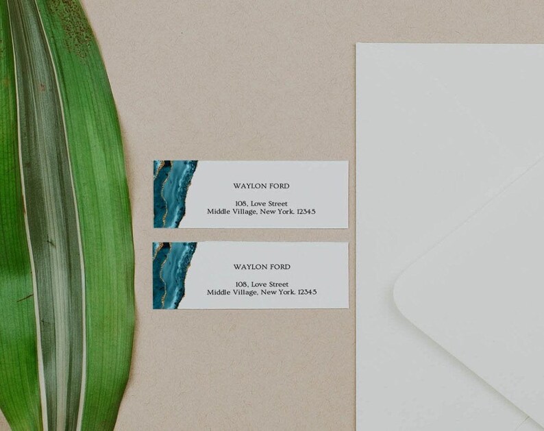 Wedding invitation bundle Teal and Gold, Wedding invitation kit, Wedding invitation suite agate, Invitation suite template, Instant Download image 5