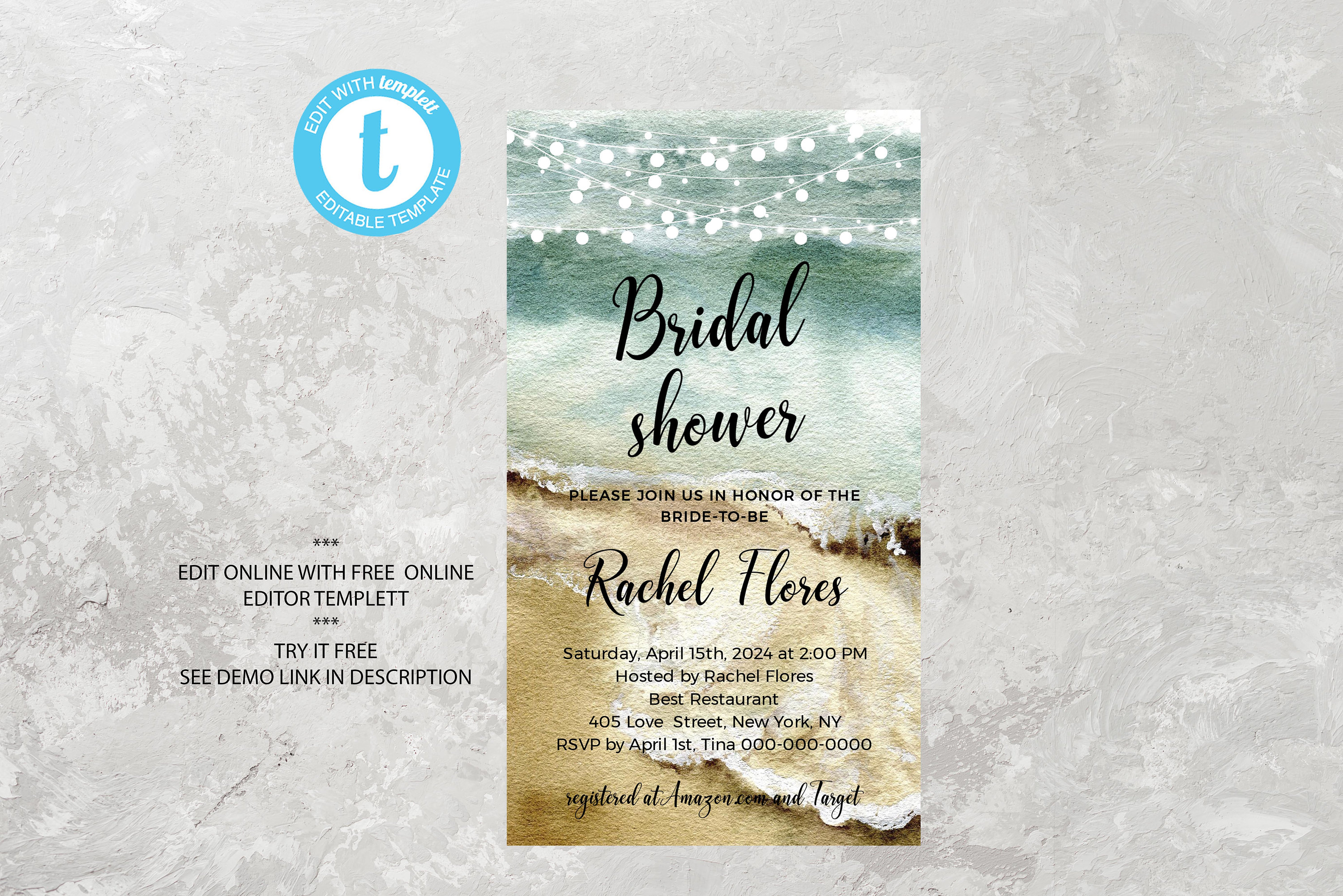 Beach Bridal Shower Invitation Bridal Shower Invitation Beach Etsy UK