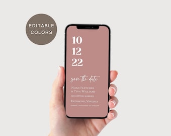 Save the Date Dusty Rose, Digital Save the Date Invitation, Electronic Save the Date Invite, Text Message Save the Date, Digital Invitation