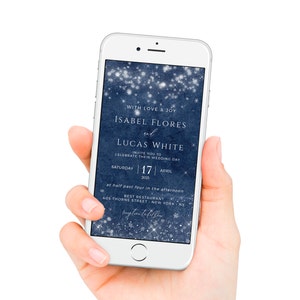 Snowflake Wedding Invite, Digital Invitation, Winter Wedding Invitation Template, Electronic Invitation, Wedding Invitation Text Message