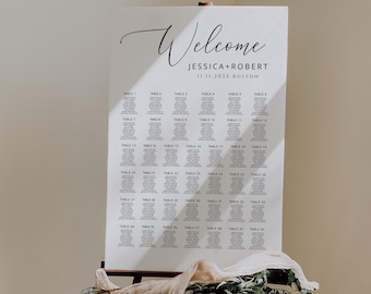 Wedding Seating Chart for 40 tables, Large Seating Plan, Modern Minimalist, Editable Template
