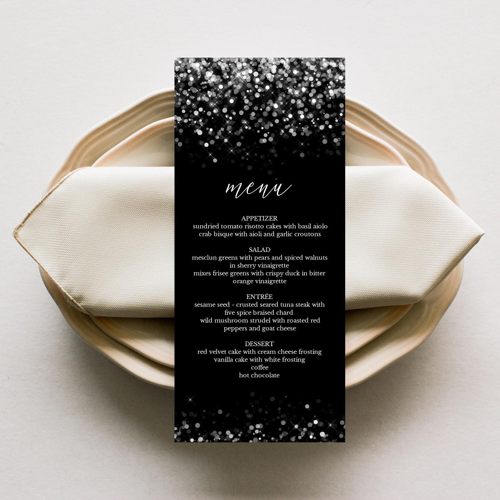 Black and White Menu Card Template Dinner Menu Card Table - Etsy Australia