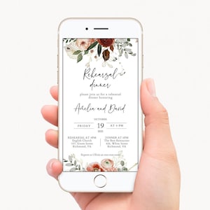 Rustic Rehearsal Dinner Invitation, Digital Rehearsal Dinner Invite, Fall Wedding Rehearsal Invitation, Electronic Invitation, Editable