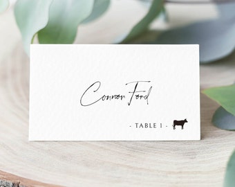 Wedding Place Card Template, Place Card with Meal, Calligraphy Escort Cards, Place Card Names, Place Card Printable, Editable, Download