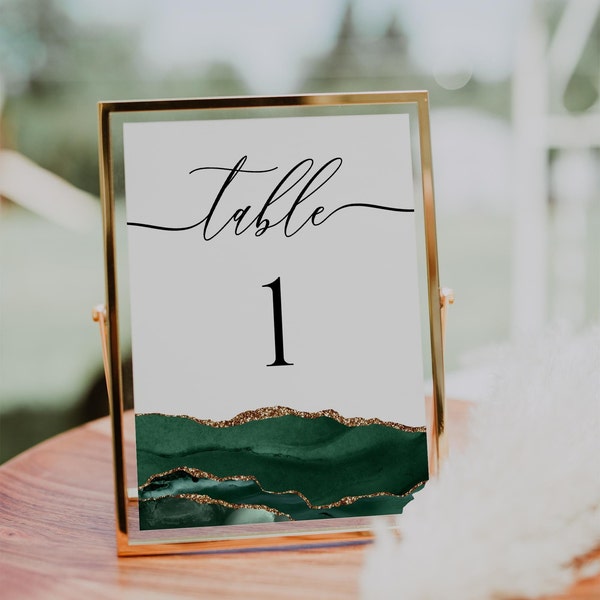 Wedding Table Number Emerald Green, Wedding Table Number Greenery, Wedding Table Number Template, Emerald Wedding, Instant Download