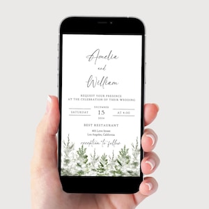 Winter Wedding Invitation, Electronic Wedding Invite, Wedding Invitation Text Message, Rustic Winter Wedding Invite, Digital Invitation