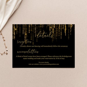 Wedding Invitation Black and Gold, Wedding Invitation Suite, Wedding Invitation Winter, New Year Wedding Invitation, Editable Text image 3