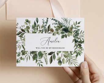 Bridesmaid Proposal Card Template: Editable Text, Floral Design (Instant Download)