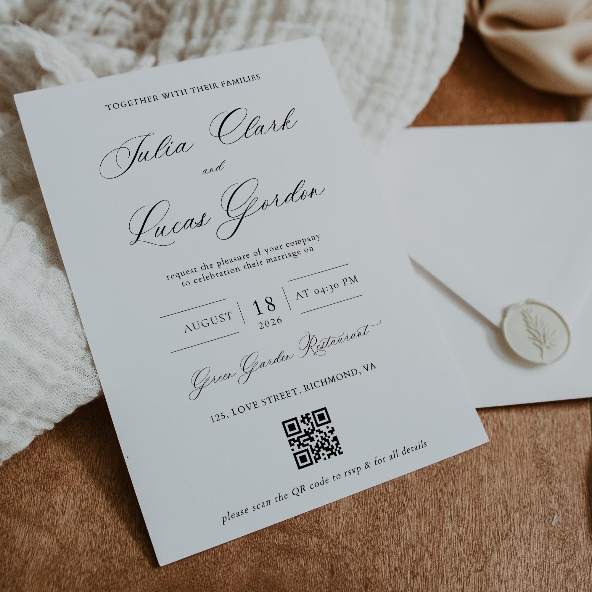Wedding Invitation QR Code Minimalist Wedding Invitation - Etsy