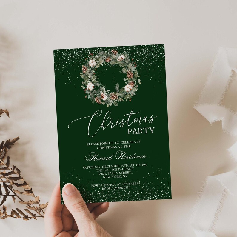 Christmas Party Invitation Template: Elegant Holiday Invite Editable