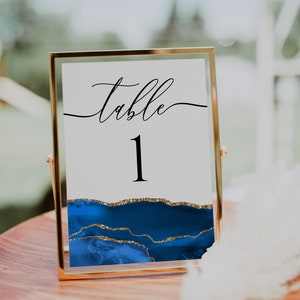 Table Number Card Printable, Table Number Royal Blue and Gold, Wedding Table Number DIY, Table Number Sign, Table Number Template