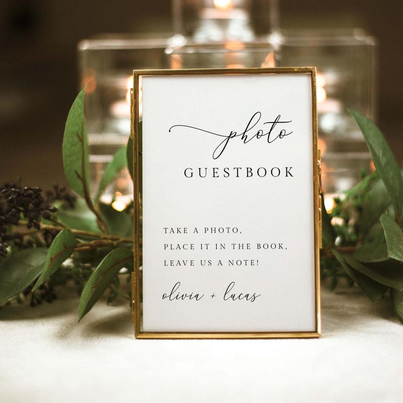 Modern Minimalist Wedding Photo Guest Book Sign Template, Guestbook ...